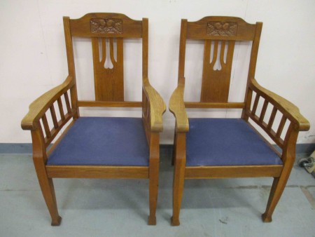 2519 - 2 x kreslo secese vyrezavane dub  -  PRODANO